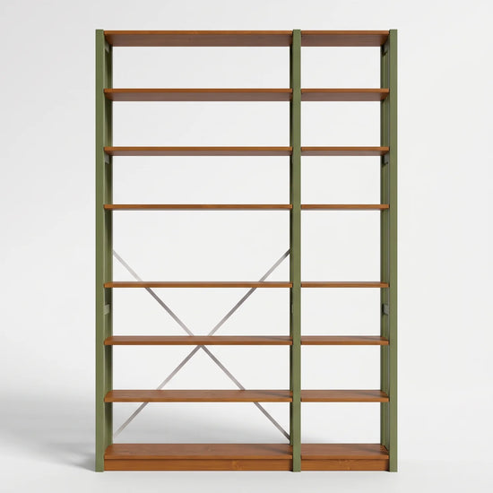 Bibliothèque avec diagonale | Lundia Original | Vert olive & arrosto, vooraanzicht