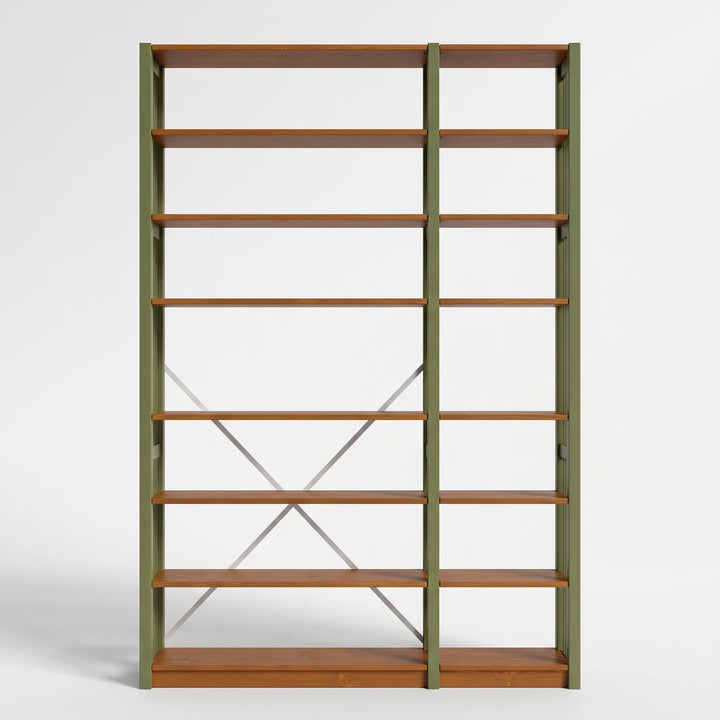Bibliothèque avec diagonale | Lundia Original | Vert olive & arrosto, vooraanzicht