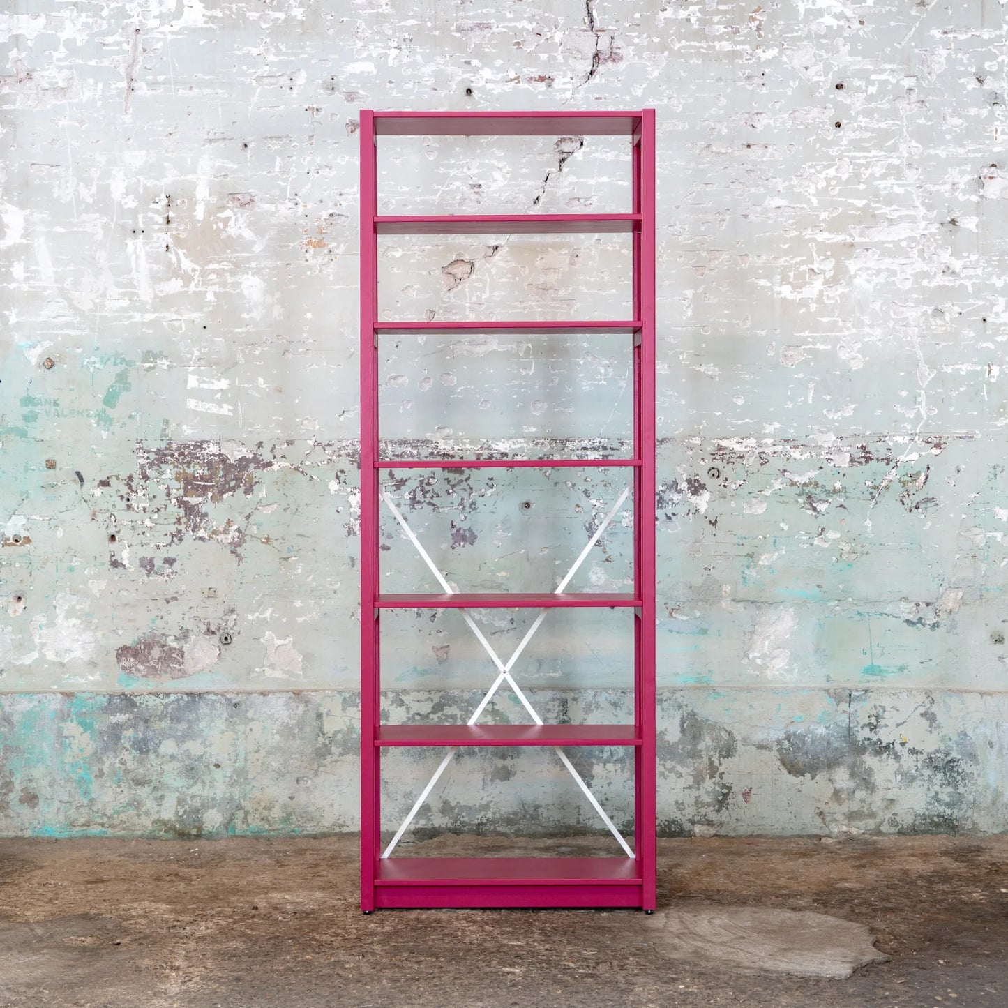 Open bookcase | Lundia Original | Bordeaux red solid wood, empty front view