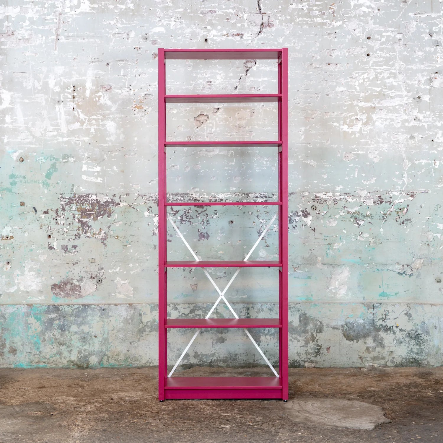 Open bookcase | Lundia Original | Bordeaux red solid wood, empty front view