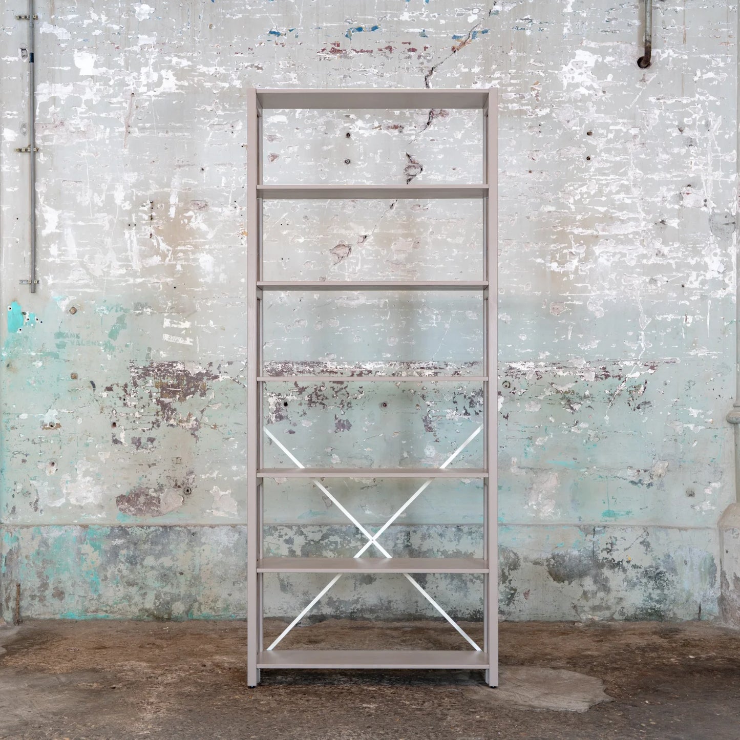Open bookcase | Lundia Original | Stone grey solid wood, six open compartments