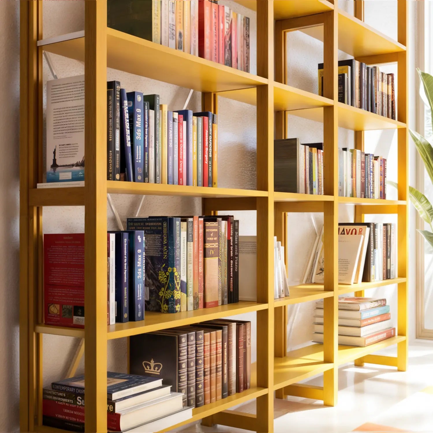 Open Boekenkast | Lundia Original | Saffraangeel, detail perspectief