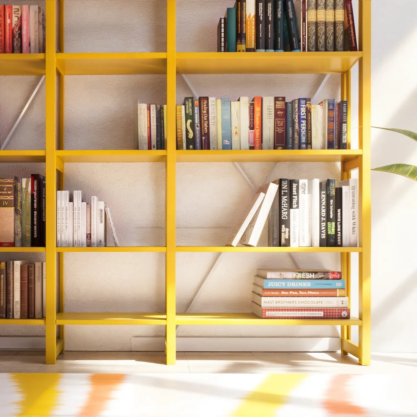 Open Boekenkast | Lundia Original | Saffraangeel, detail vooraanzicht