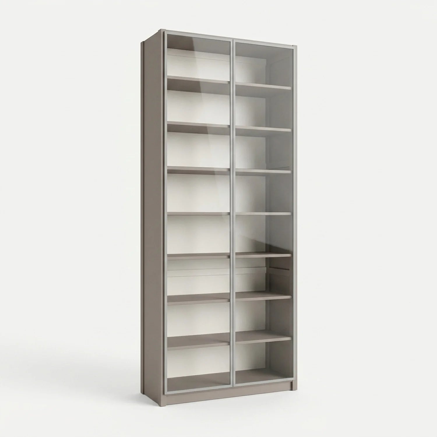 Vitrine avec porte en verre | Lundia Original | Gris pierre & blanc, perspectief