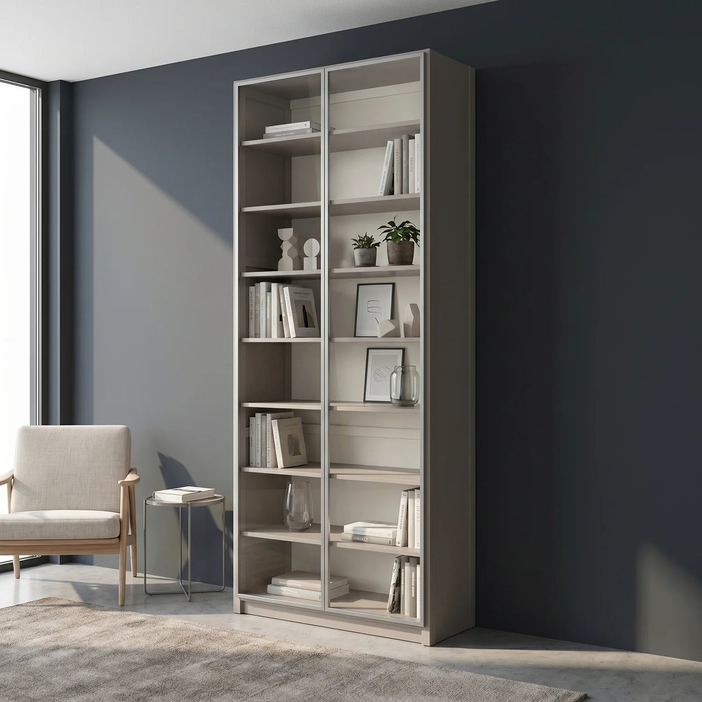 Lego Display Case | Lundia Original | Stone Grey & White, sfeerbeeld perspectief
