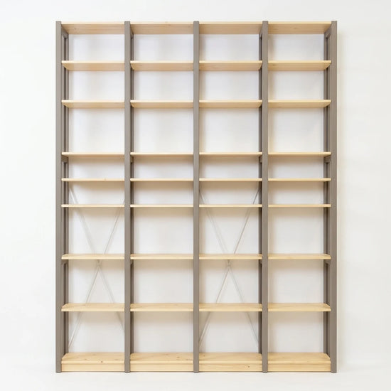 Scandinavian bookcase | Lundia Original | Stone grey & regular, vooraanzicht