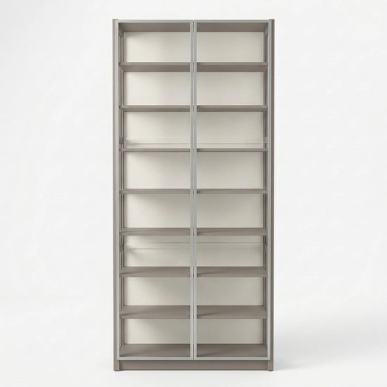 Vitrine avec porte en verre | Lundia Original | Gris pierre & blanc, vooraanzicht
