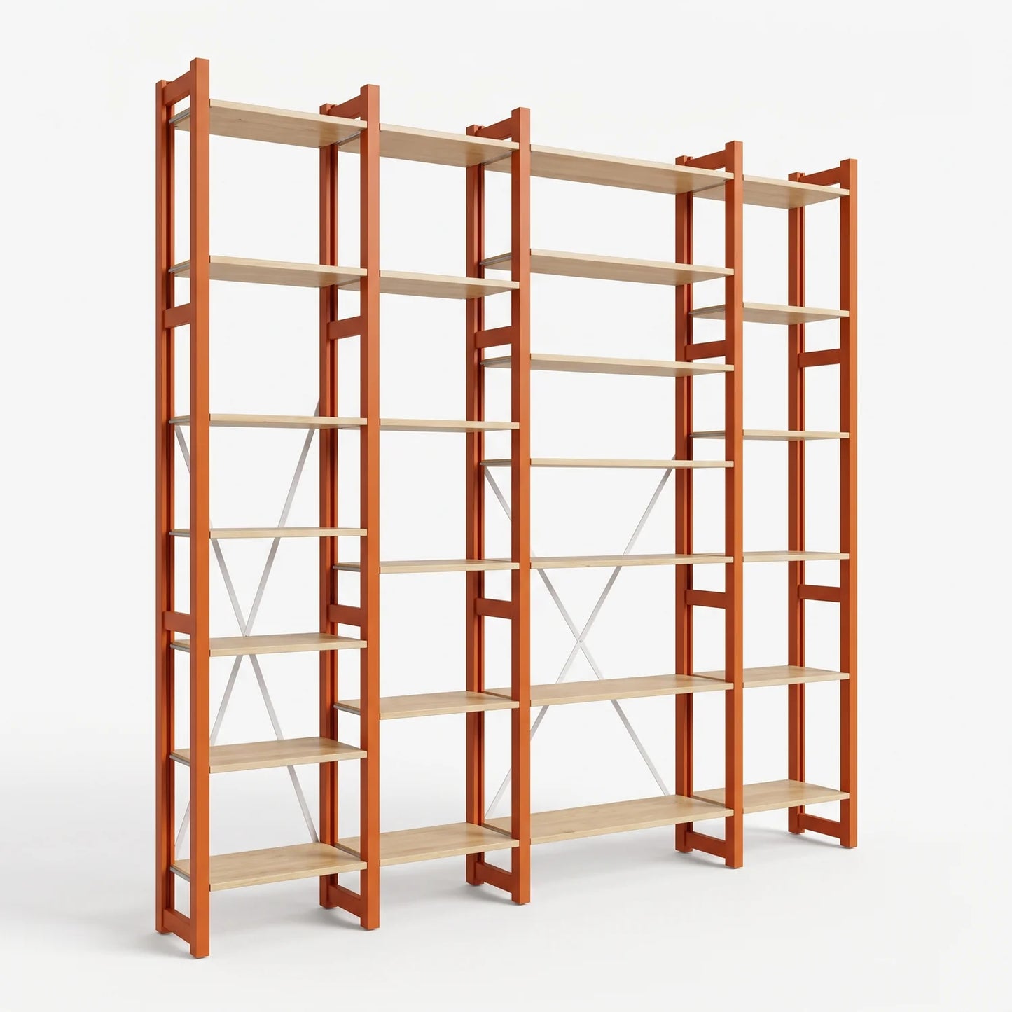 Open boekenkast | Lundia Original | Vuuroranje & blank gelakt, perspectief