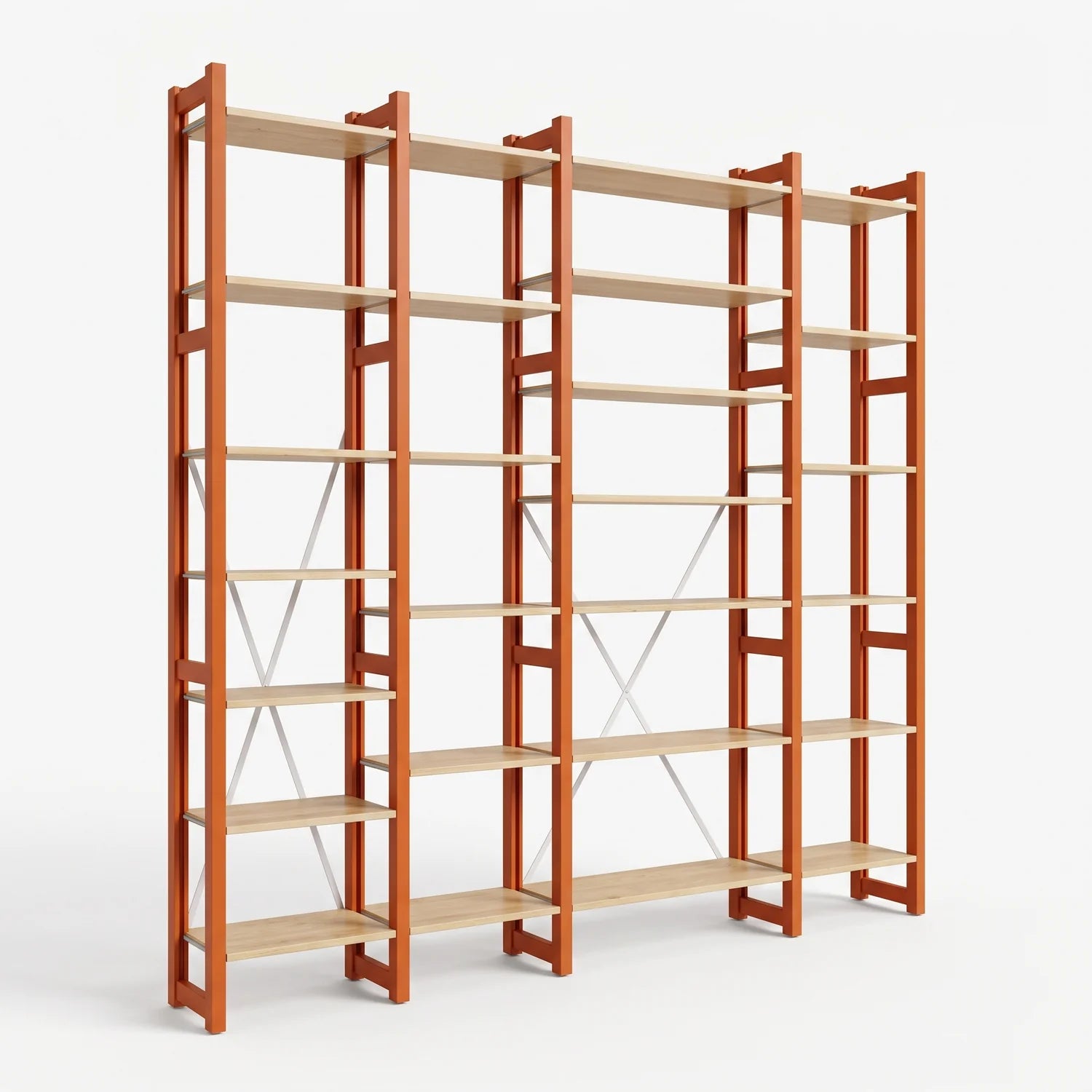 Open boekenkast | Lundia Original | Vuuroranje & blank gelakt, perspectief
