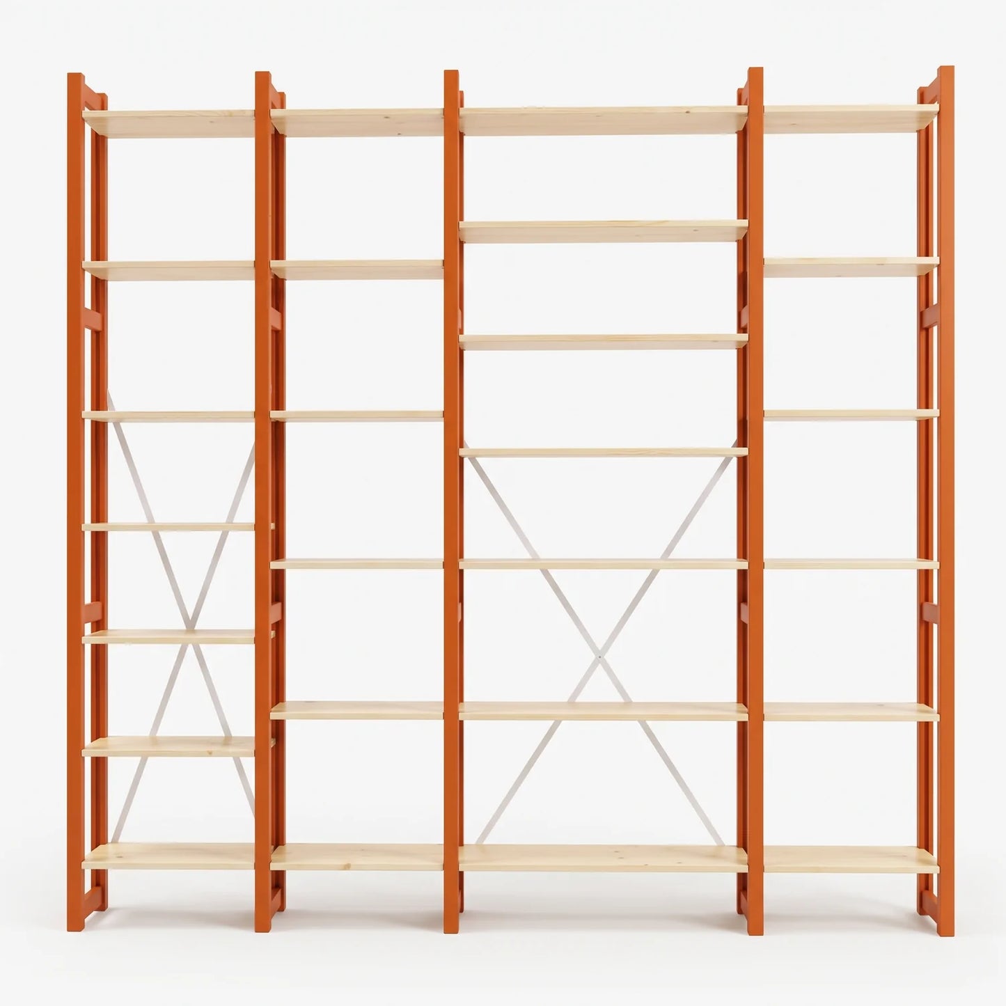 Open boekenkast | Lundia Original | Vuuroranje & blank gelakt, vooraanzicht