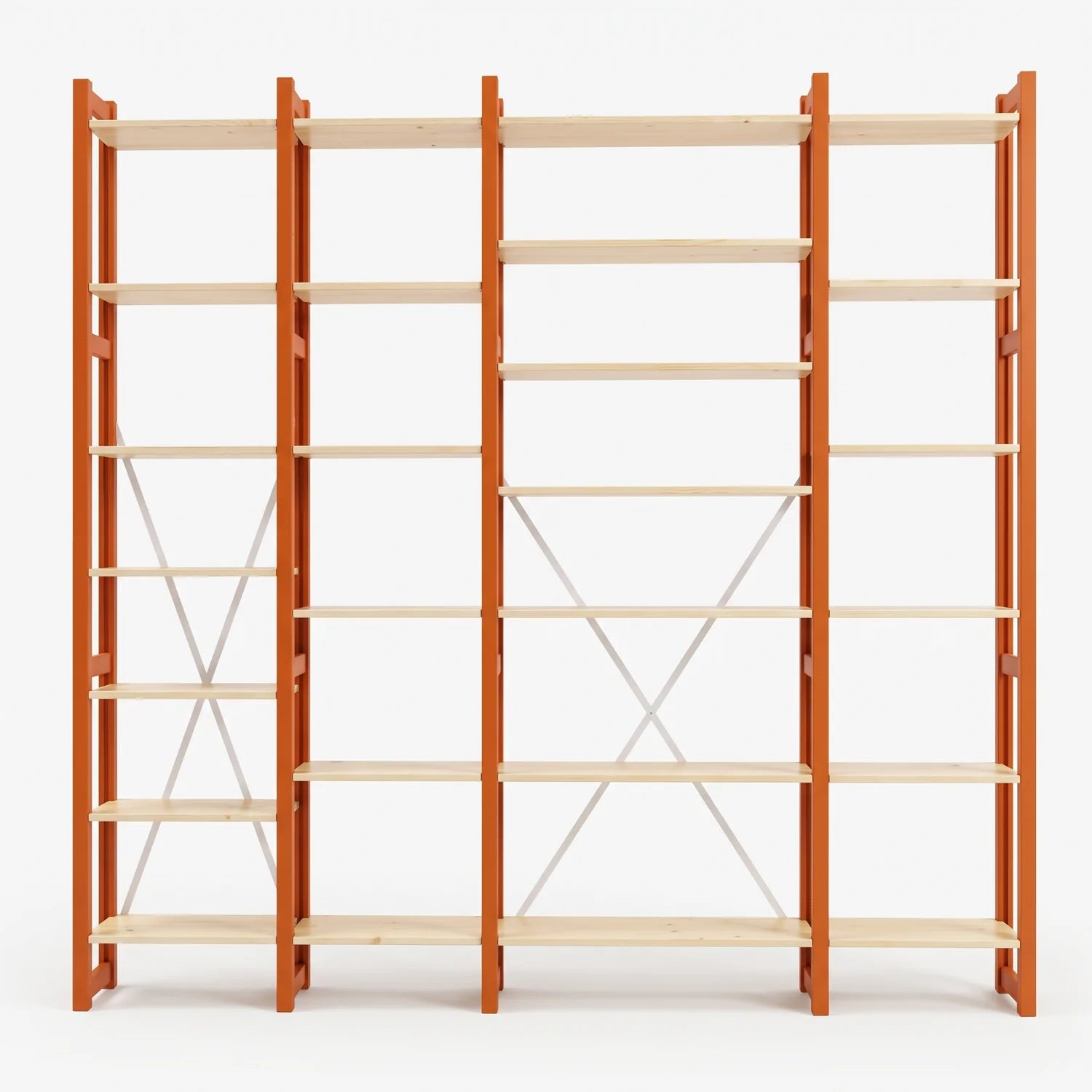 Open boekenkast | Lundia Original | Vuuroranje & blank gelakt, vooraanzicht