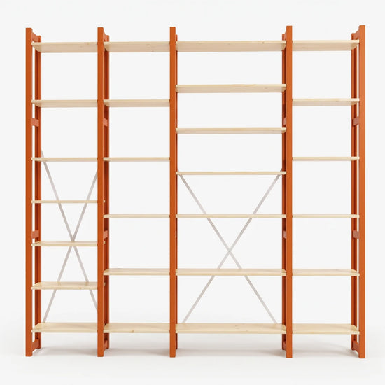Open boekenkast | Lundia Original | Vuuroranje & blank gelakt, vooraanzicht