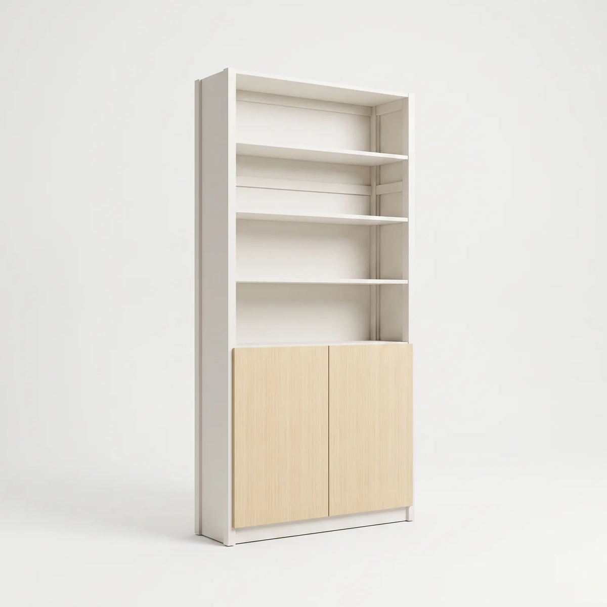 Bibliothèque compacte avec portes | Lundia Original | Blanc & regular, perspectief