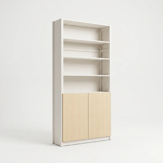 Bibliothèque compacte avec portes | Lundia Original | Blanc & regular, perspectief