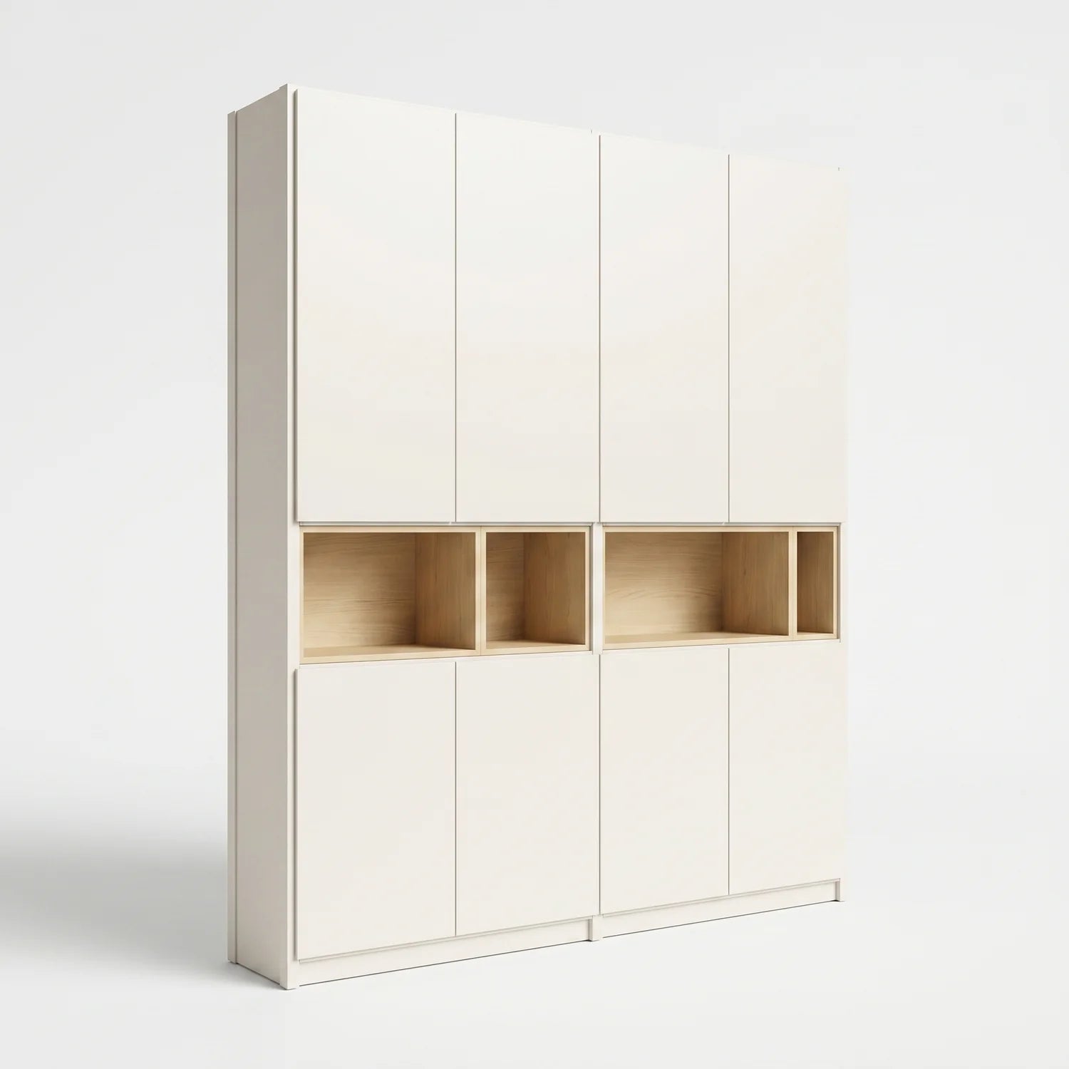 Grote wandkast met display vakken | Lundia Original | Wit & Blank gelakt hout, perspectief