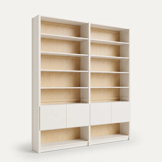 Scandinavische boekenkast met deuren | Lundia Original | Wit & blank gelakt, perspectief