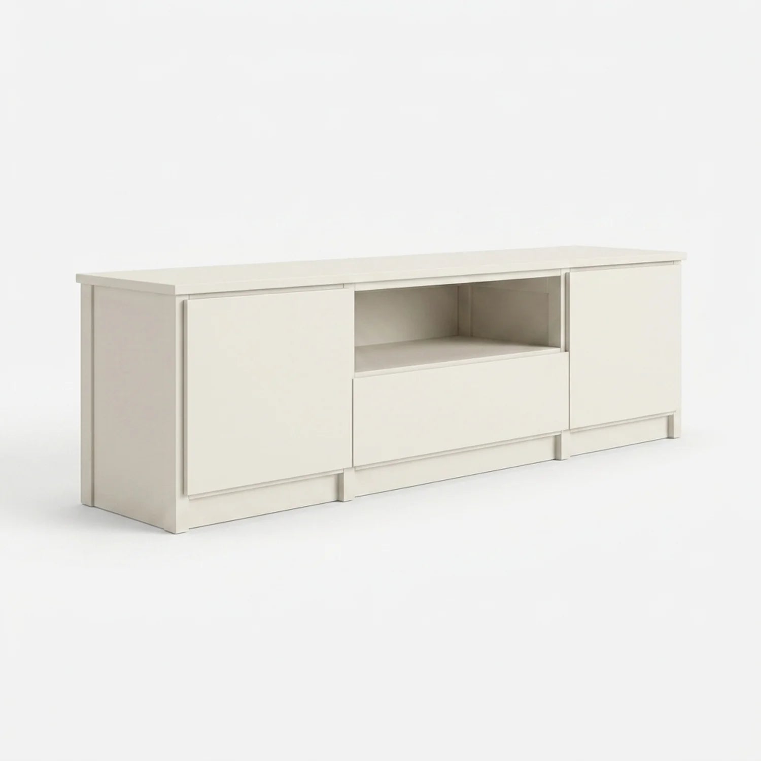 Meuble TV avec compartiment ouvert | Lundia Original | Bois blanc, perspectief