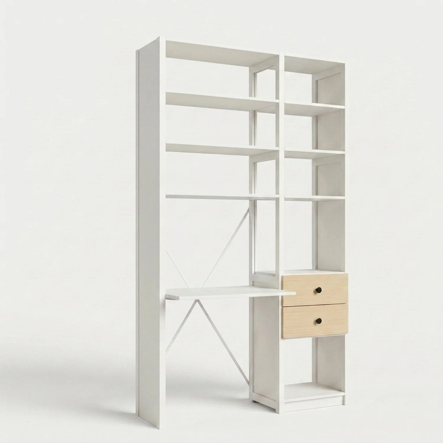 Desk cabinet with drawers | Lundia Original | White wood, perspectief