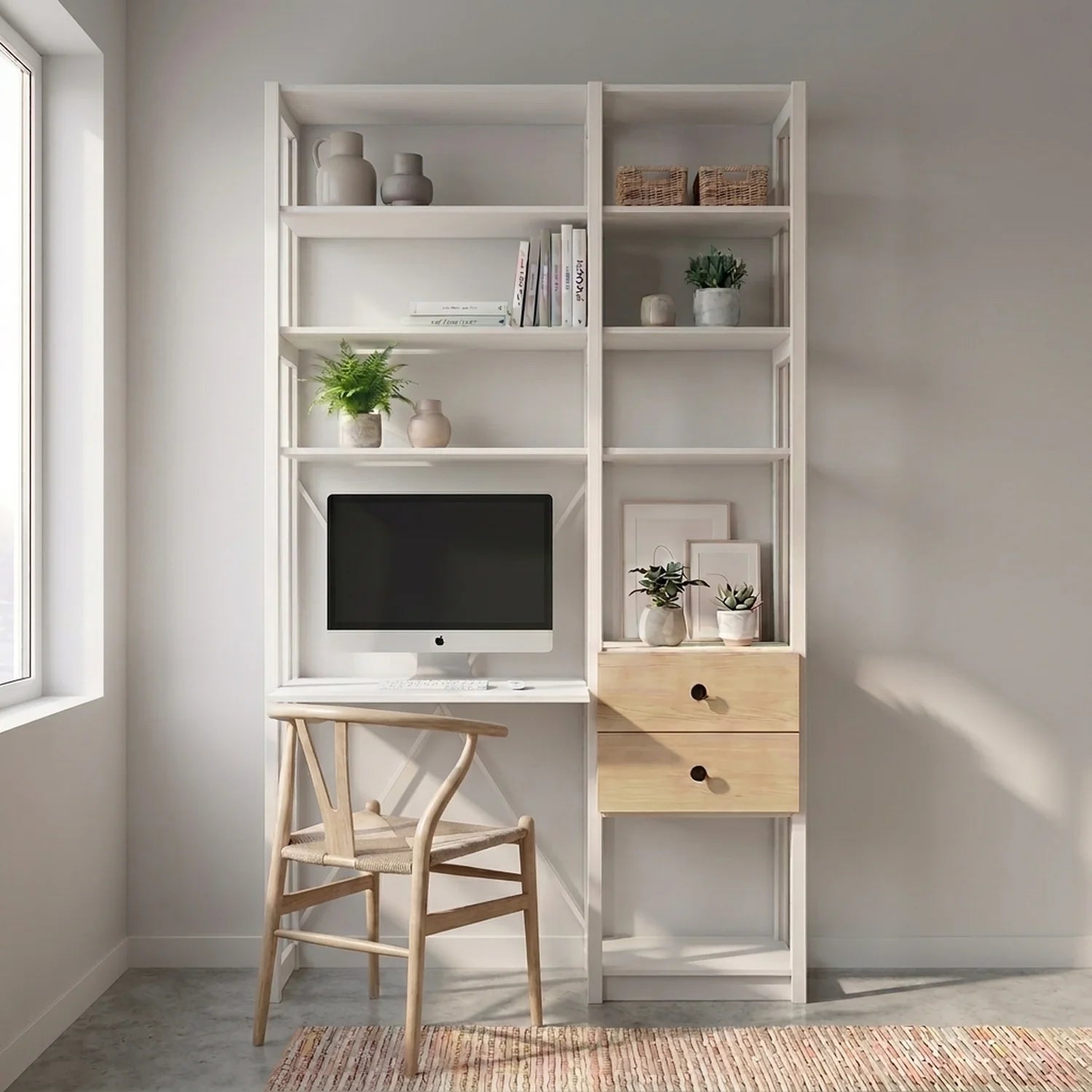 Desk cabinet with drawers | Lundia Original | White wood, sfeerbeeld perspectief