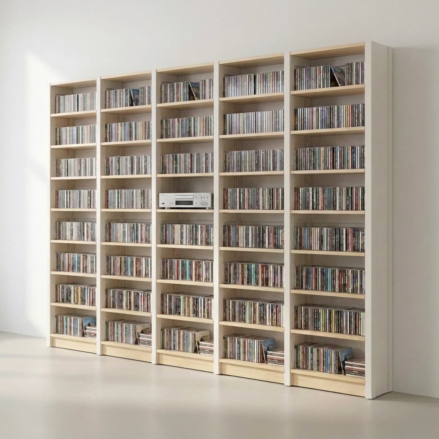 Scandinavische CD/DVD kast | Lundia Original | Wit & blank gelakt hout, sfeerbeeld vooraanzicht