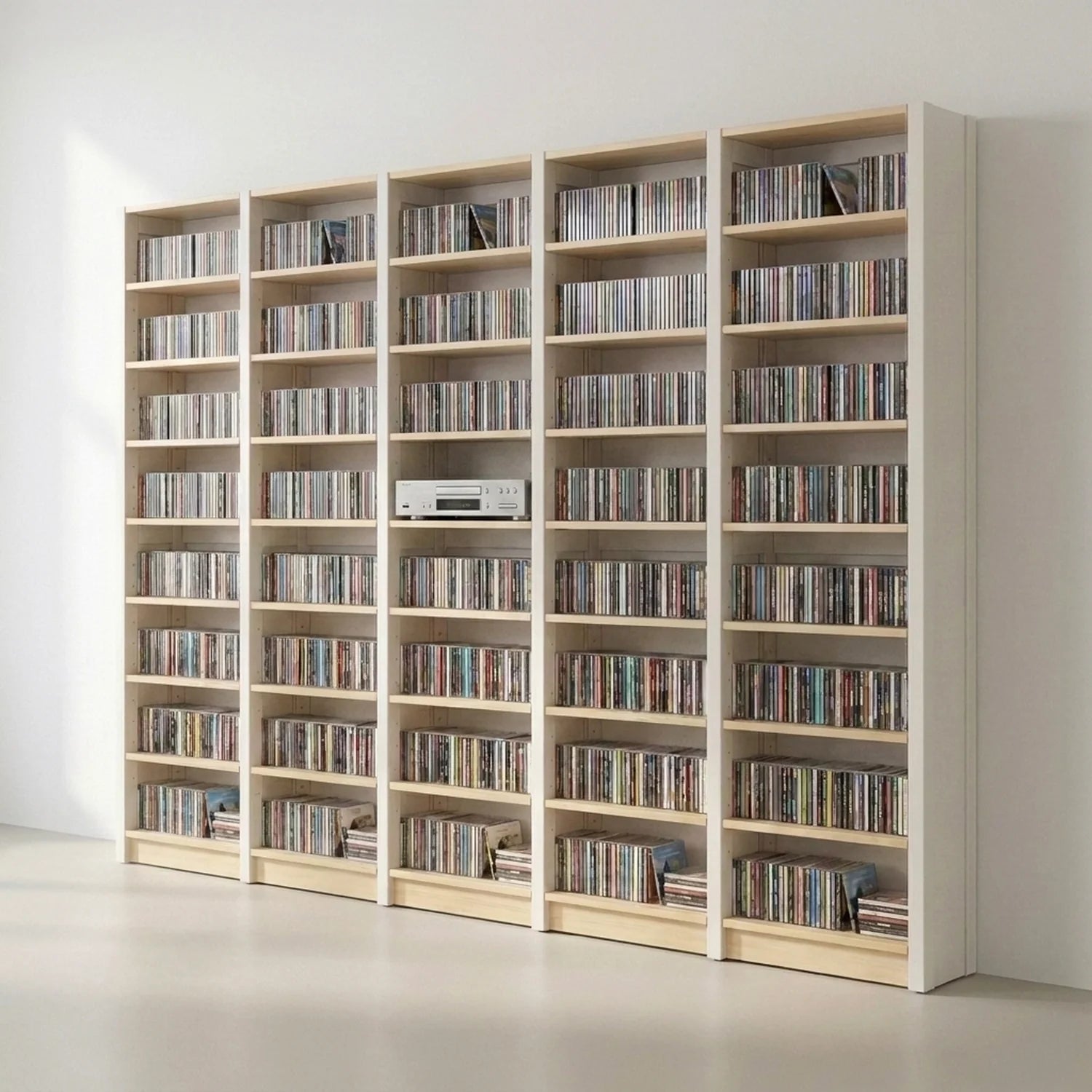 Scandinavische CD/DVD kast | Lundia Original | Wit & blank gelakt hout, sfeerbeeld vooraanzicht