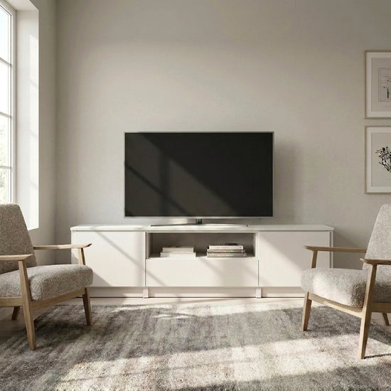 Meuble TV avec compartiment ouvert | Lundia Original | Bois blanc, sfeerbeeld vooraanzicht