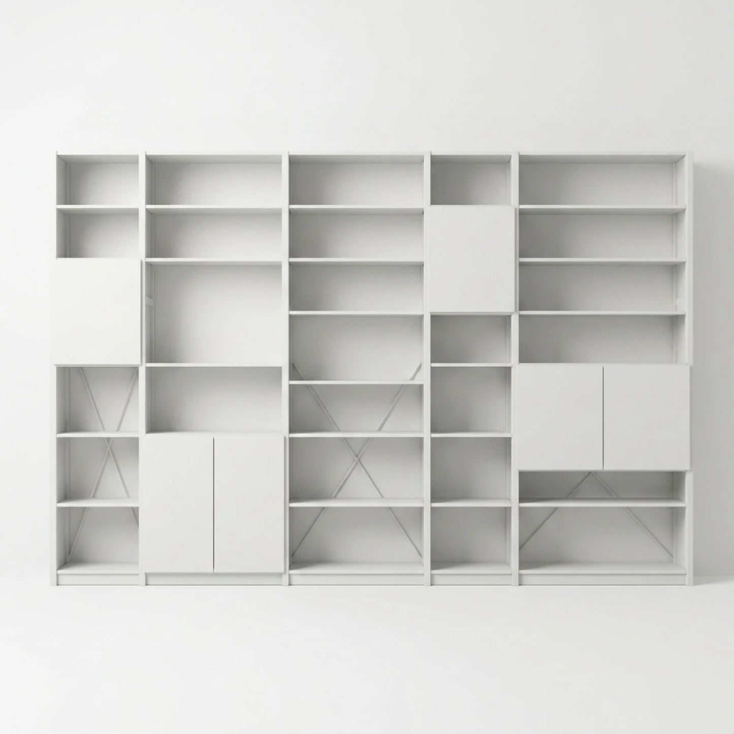 Boeken wandkast met deuren | Lundia Original | Wit hout, vooraanzicht