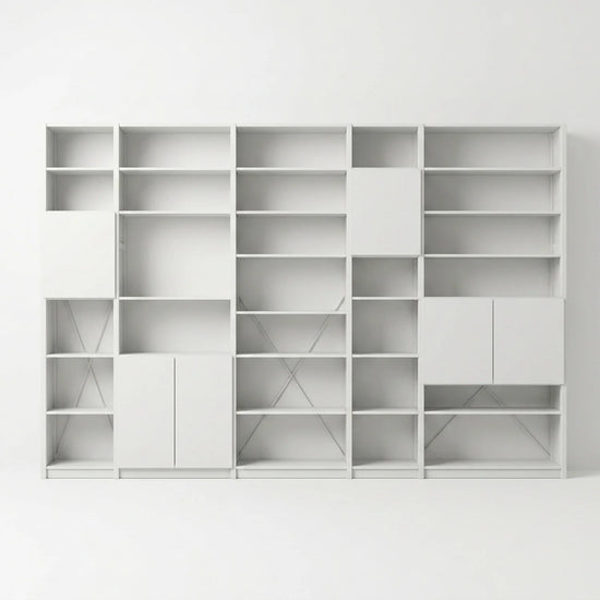 Boeken wandkast met deuren | Lundia Original | Wit hout, vooraanzicht