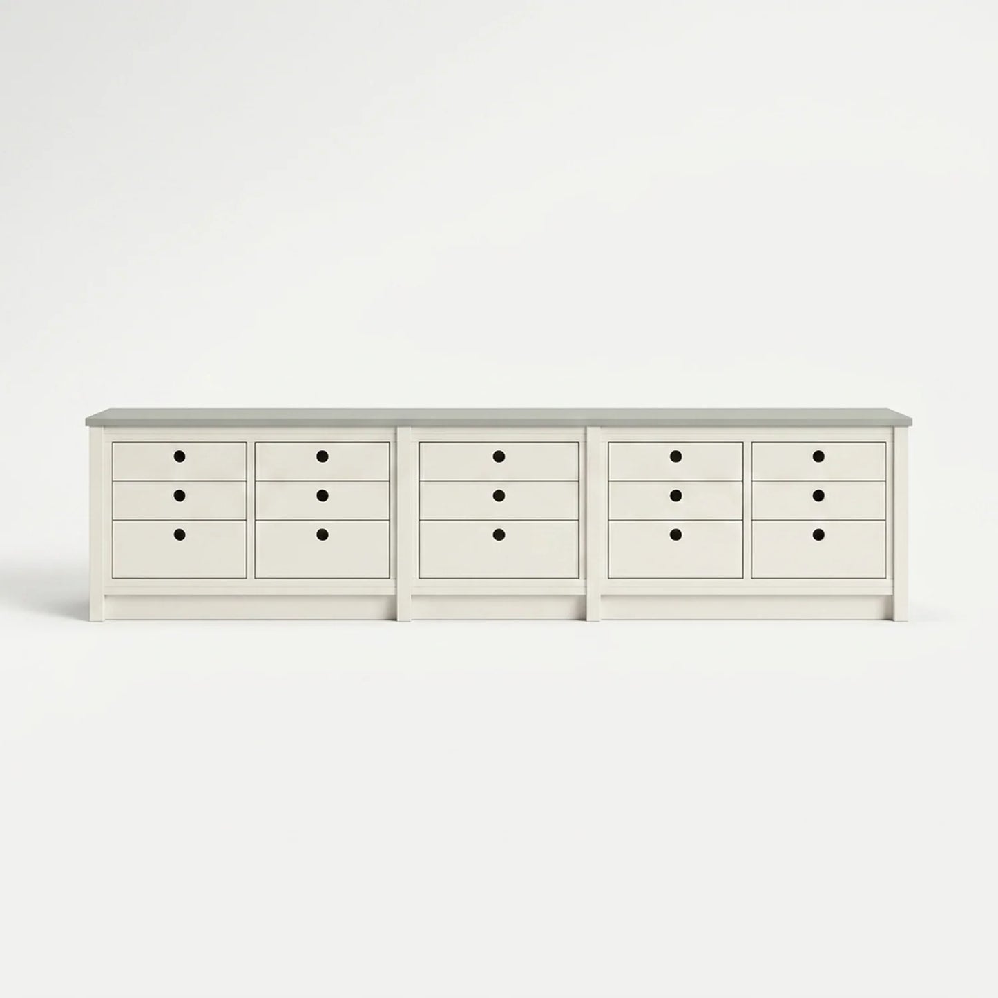 Lage & brede ladenkast | Lundia Original | Wit & nevelgrijs hout, vooraanzicht