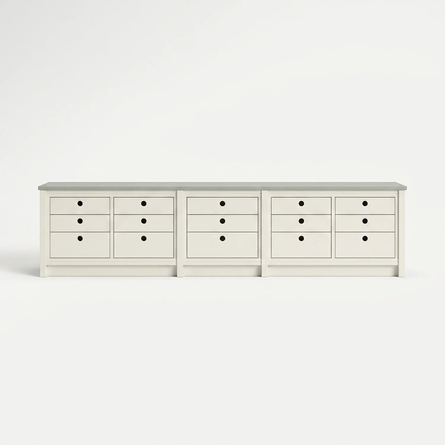 Lage & brede ladenkast | Lundia Original | Wit & nevelgrijs hout, vooraanzicht