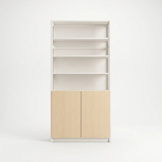 Bibliothèque compacte avec portes | Lundia Original | Blanc & regular, vooraanzicht