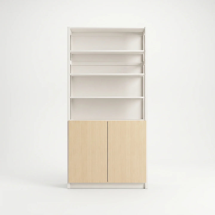 Bibliothèque compacte avec portes | Lundia Original | Blanc & regular, vooraanzicht