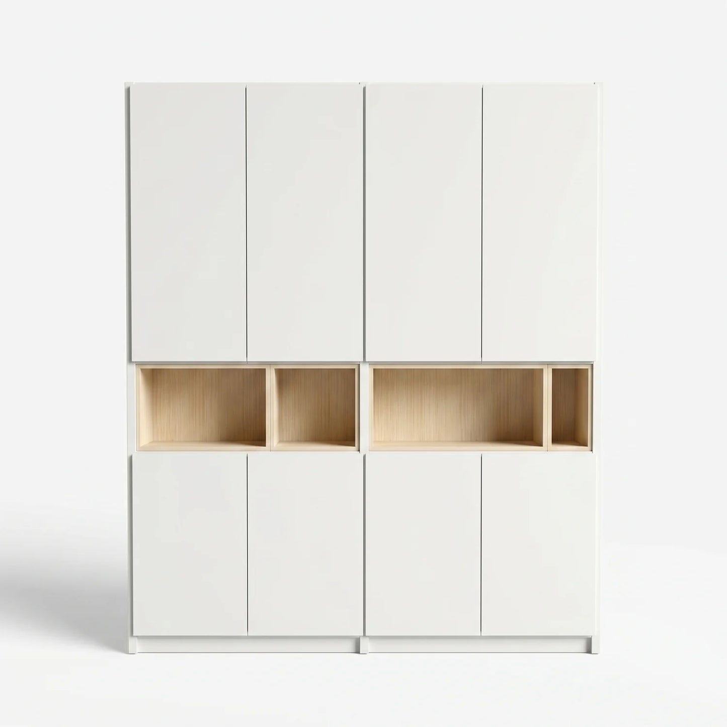 Grote wandkast met display vakken | Lundia Original | Wit & Blank gelakt hout, vooraanzicht