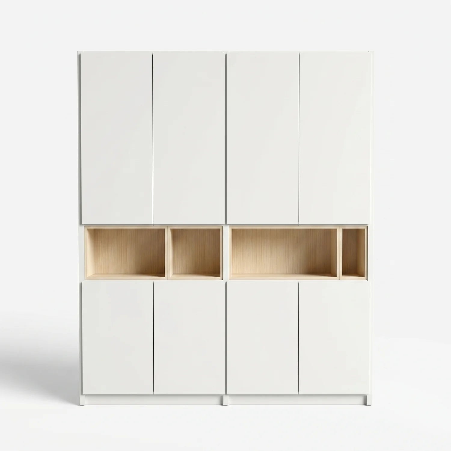 Grote wandkast met display vakken | Lundia Original | Wit & Blank gelakt hout, vooraanzicht