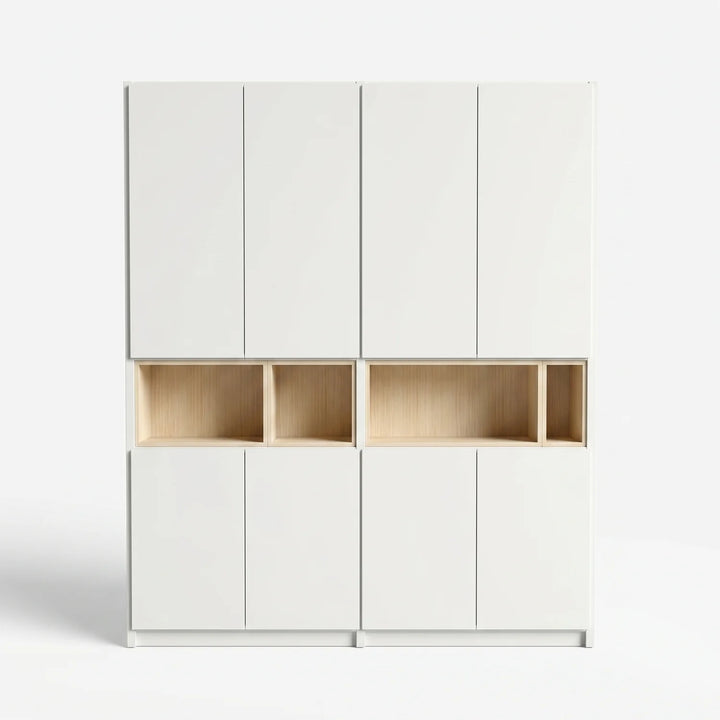 Grande armoire murale avec compartiments de présentation | Lundia Original | Bois laqué blanc et transparent, vooraanzicht