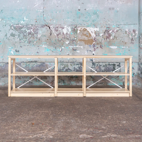 Open sideboard | Lundia Original | Clear lacquered solid wood, empty front view