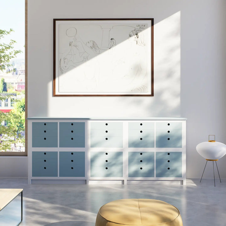Chest of drawers | Large | Marsh green & white wood