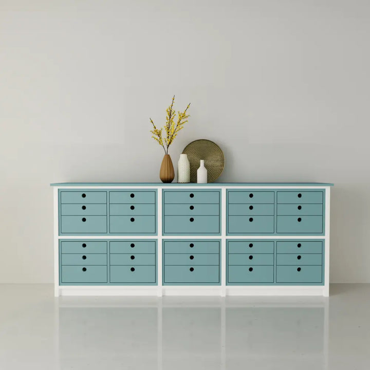 Chest of drawers | Large | Marsh green & white wood