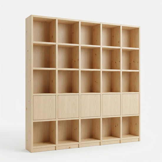 Scandinavian Lundia Libre bookcase in clear varnished, perspectief