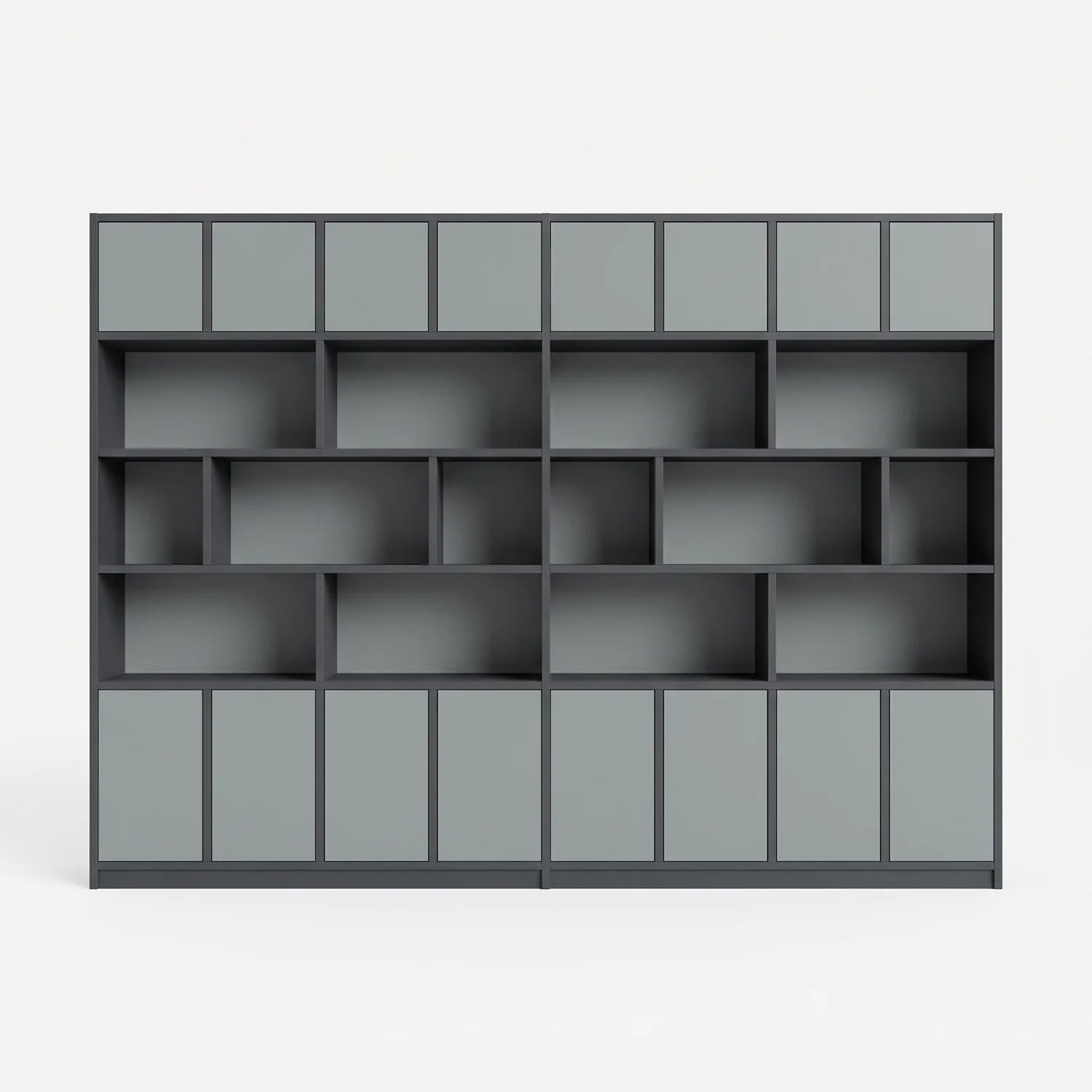 Modern Lundia Libre wall cabinet in graphite grey and concrete grey, vooraanzicht
