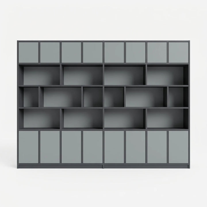 Moderne Lundia Libre wandkast in graphietgrijs en betongrijs, vooraanzicht