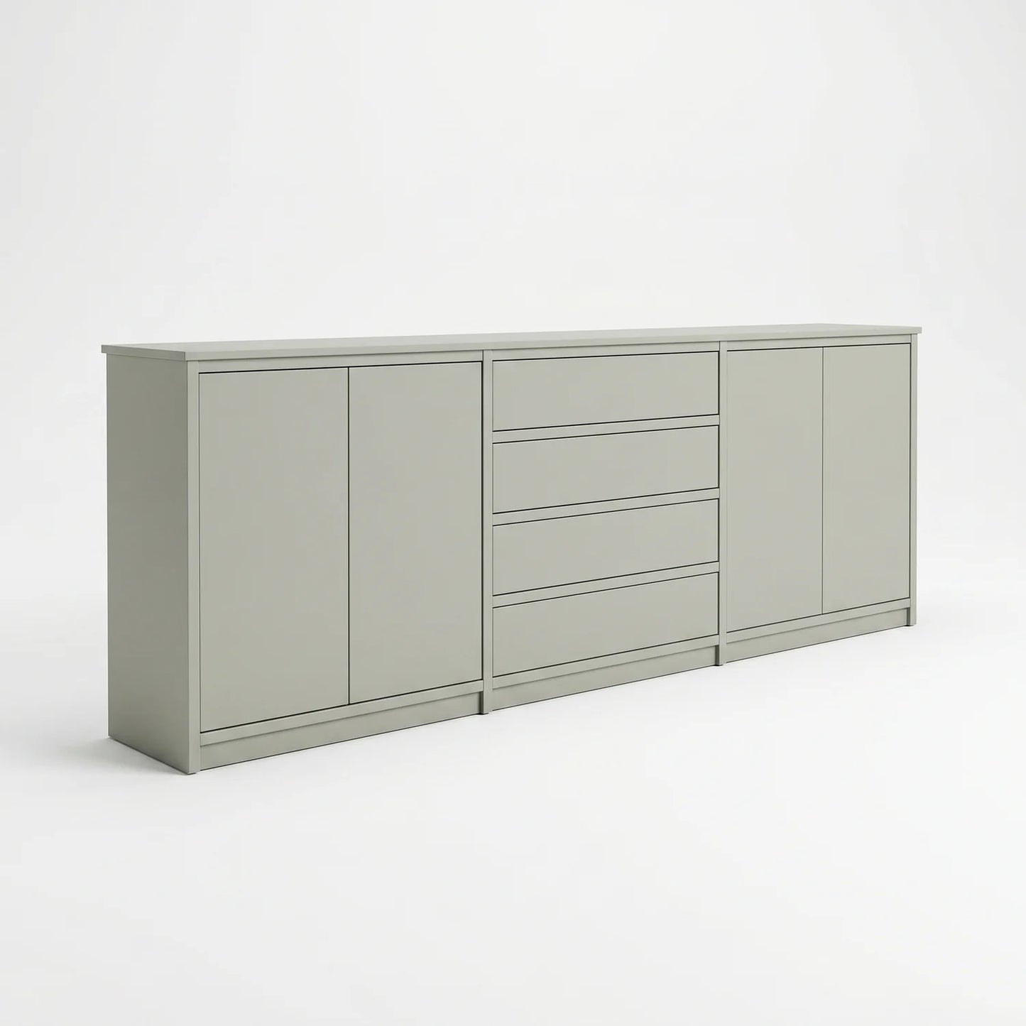Scandinavian Lundia Libre sideboard in mist grey, perspectief