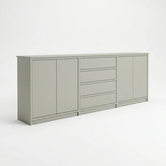 Scandinavian Lundia Libre sideboard in mist grey, perspectief