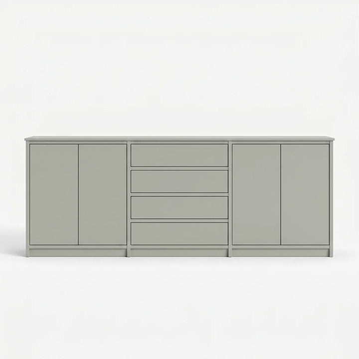 Scandinavische Lundia Libre dressoir in nevelgrijs, vooraanzicht