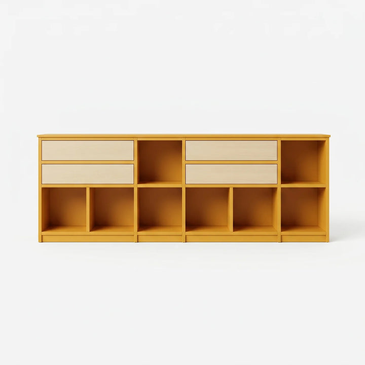 Meuble vinyle avec tiroirs | Libre | Jaune safran & regular, vooraanzicht