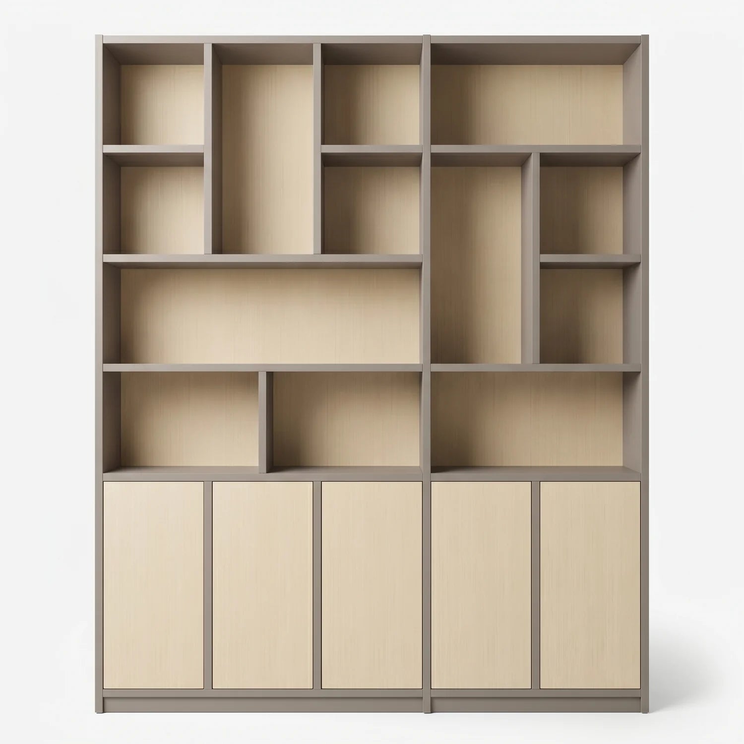 Scandinavian Lundia Libre wall cabinet in stone grey and clear varnished, vooraanzicht