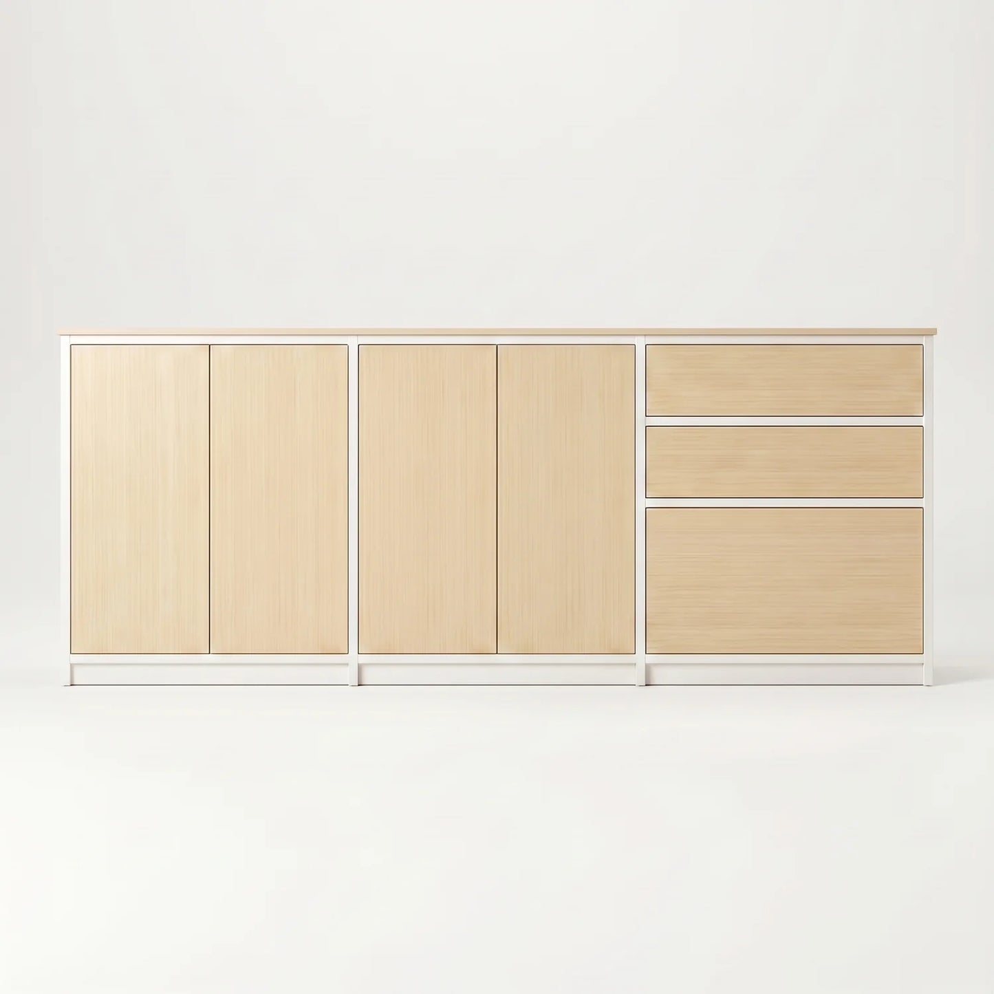 Scandinavian Lundia Libre sideboard in white and clear varnished, vooraanzicht
