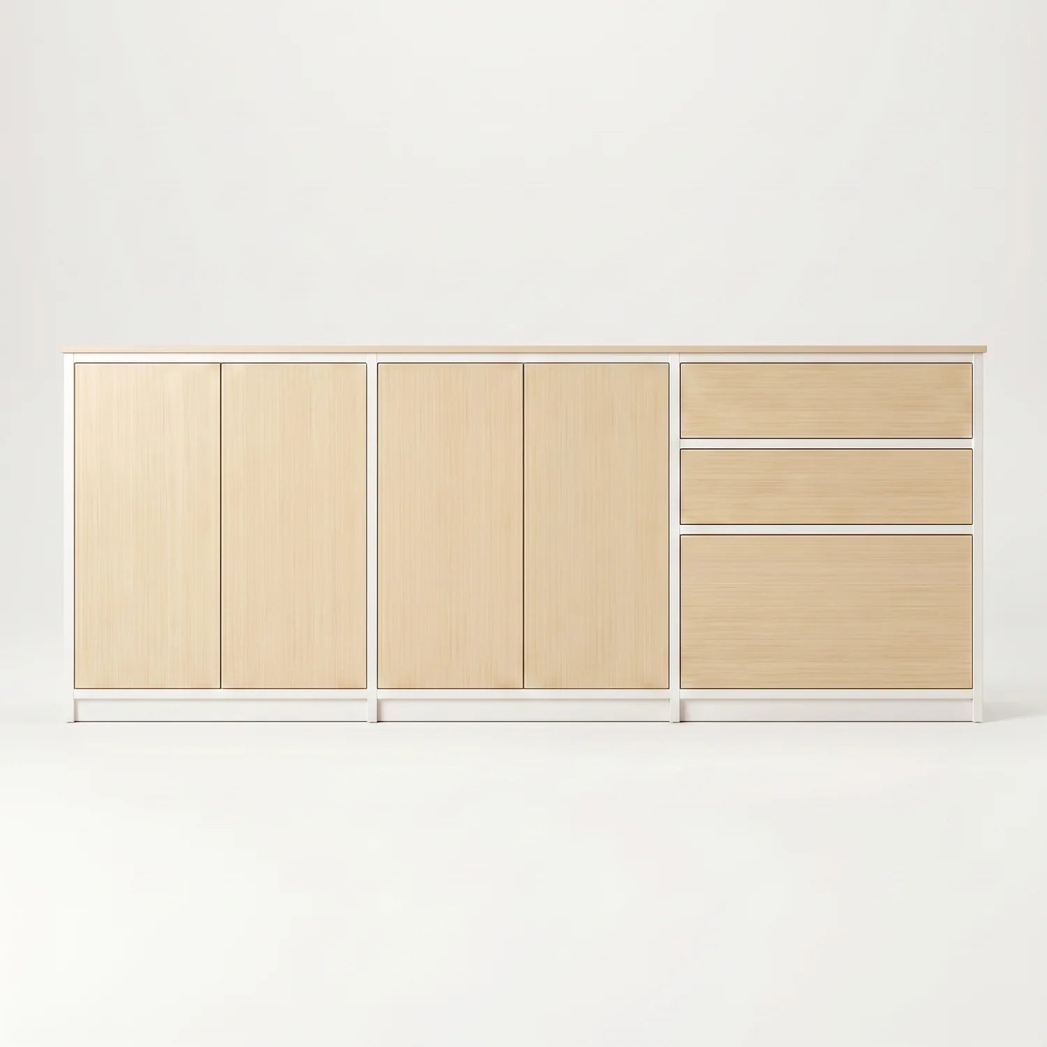 Scandinavian Lundia Libre sideboard in white and clear varnished, vooraanzicht