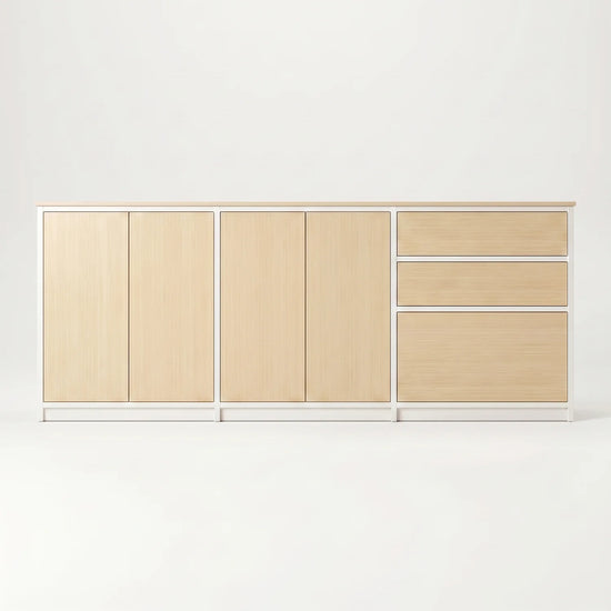 Scandinavian Lundia Libre sideboard in white and clear varnished, vooraanzicht