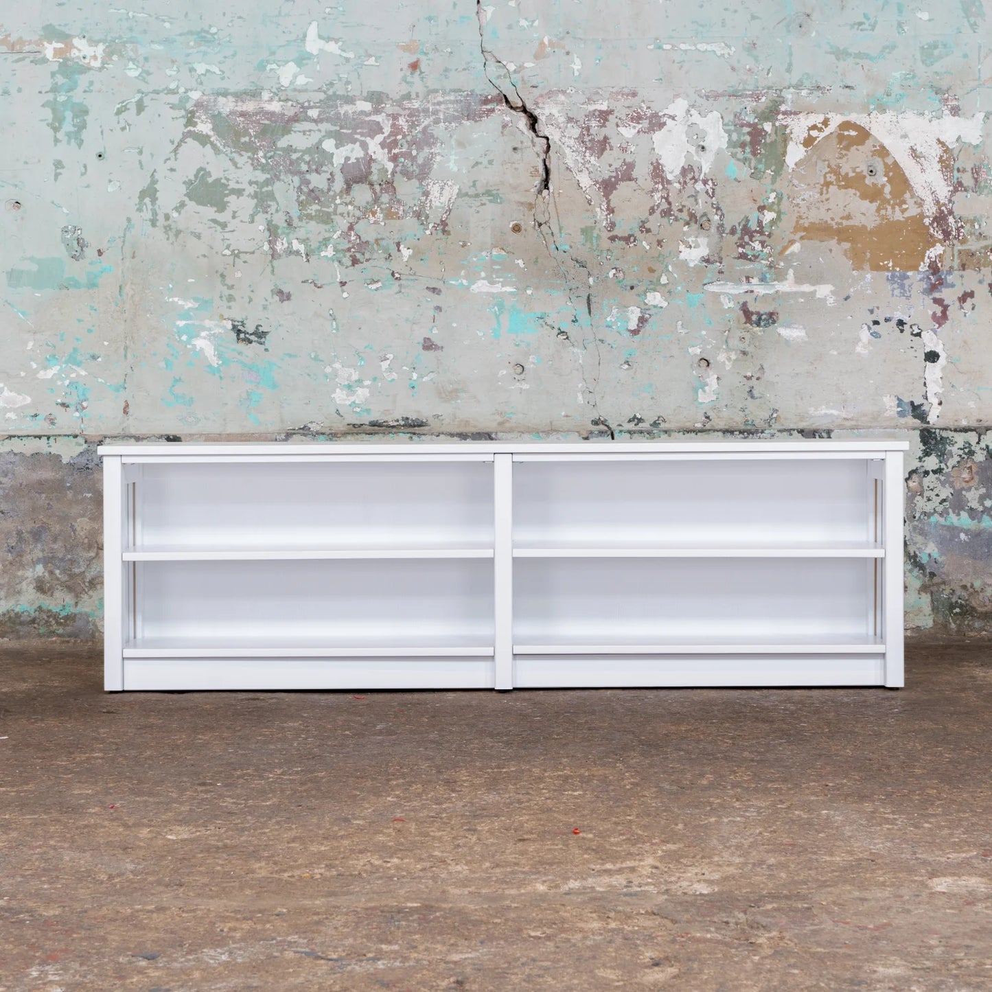 Lowboard TV unit | Lundia Original | Signal white solid wood, empty front view